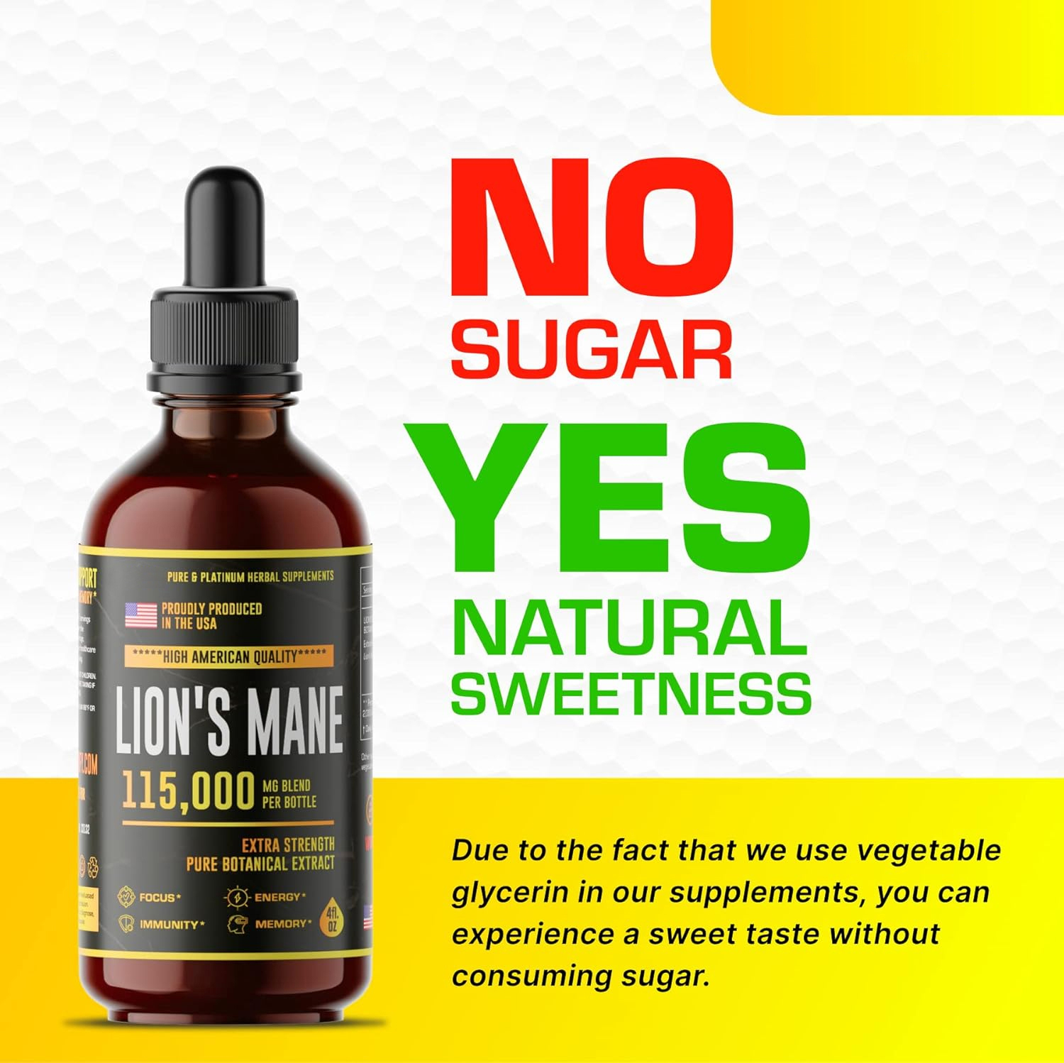 Lions Mane - Lions Mane Mushroom Supplement- Lions Mane Tincture - Natural Immune Support - Lions Mane Tincture for Memory, Focus & Clarity - Daily Mushroom Supplement - Vegan