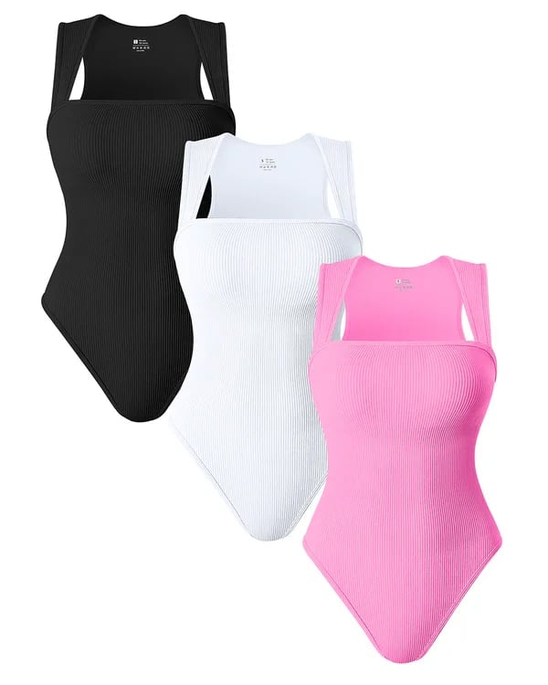 BOTTOM PRICE TODAY![3 Pieces] Square Neck Sleeveless Bodysuits