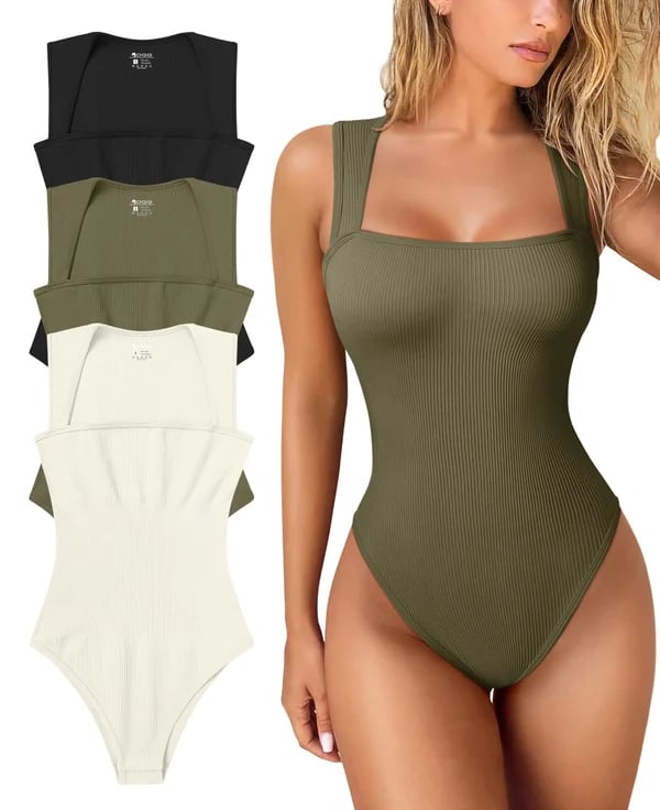 BOTTOM PRICE TODAY![3 Pieces] Square Neck Sleeveless Bodysuits