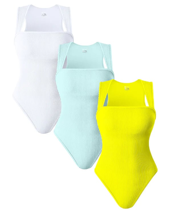 BOTTOM PRICE TODAY![3 Pieces] Square Neck Sleeveless Bodysuits