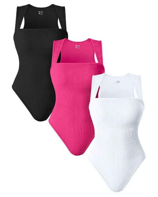 BOTTOM PRICE TODAY![3 Pieces] Square Neck Sleeveless Bodysuits