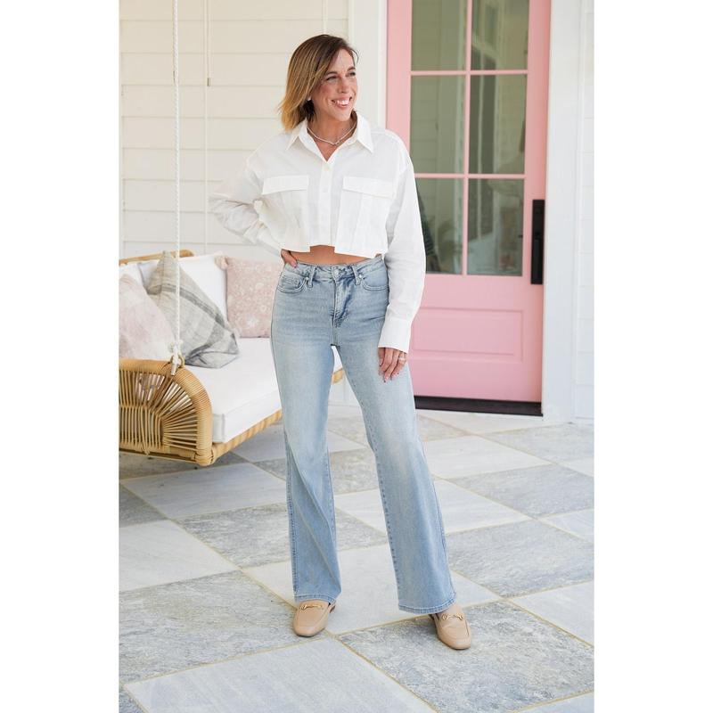 LAST DAY-High Rise Vintage Wash Tummy Control Top Straight Leg Jeans(Buy 2 Free Shipping)