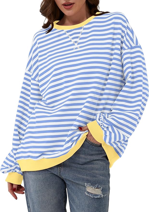 2024 WOMENS STRIPES COLOR BLOCK SWEATSHIRTS
