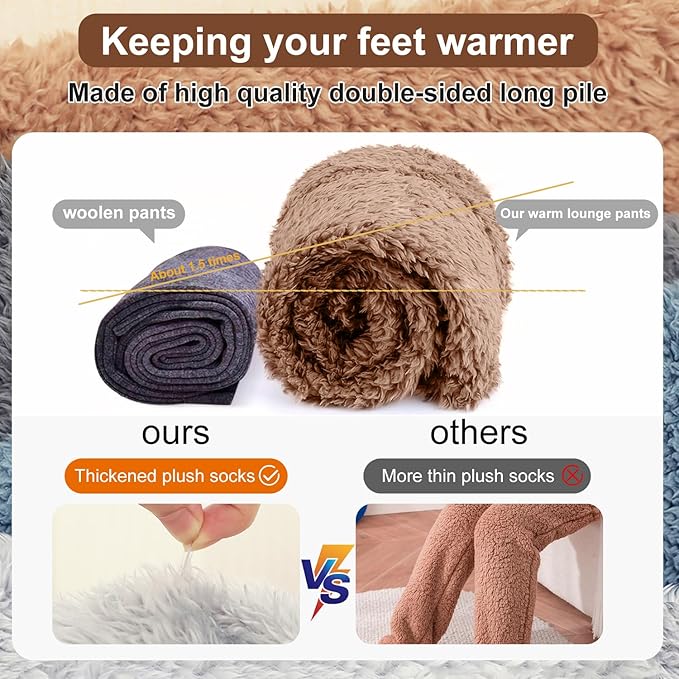 Women's Fuzzy Thigh high Socks Over Knee High Winter Indoor Sleeping Fluffy Long Leg Warmers