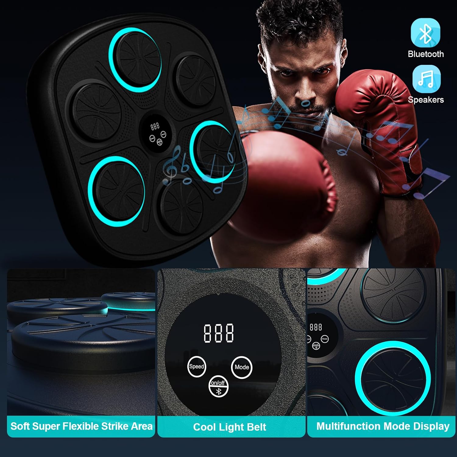 Smart Music Boxing Machine for Adults and Kids, Wall-Mounted Interactive Trainer with LED Display, 9 Modes & 9 Speeds, Perfect for Home Fitness and Stress Relief