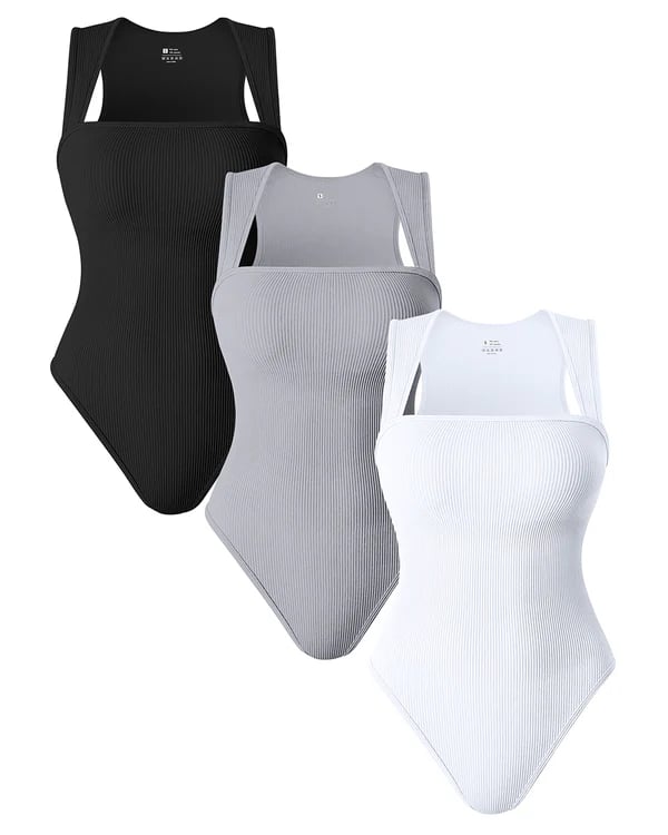 BOTTOM PRICE TODAY![3 Pieces] Square Neck Sleeveless Bodysuits
