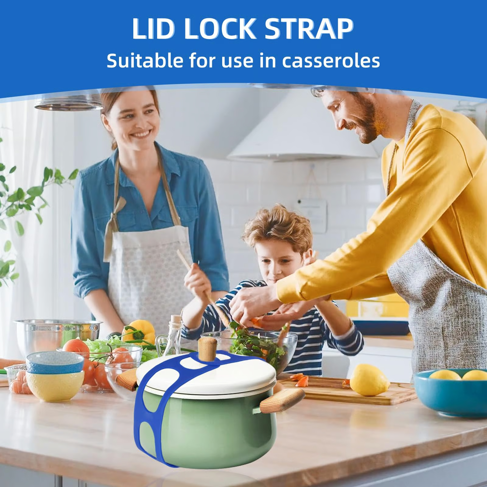 Universal Silicone Pot Lid Latch Strap – Spill-Proof Cookware Fastener for Travel & Picnics