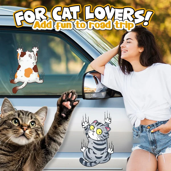 Funny Cat Climbing Car Sticker Set (3PCS)