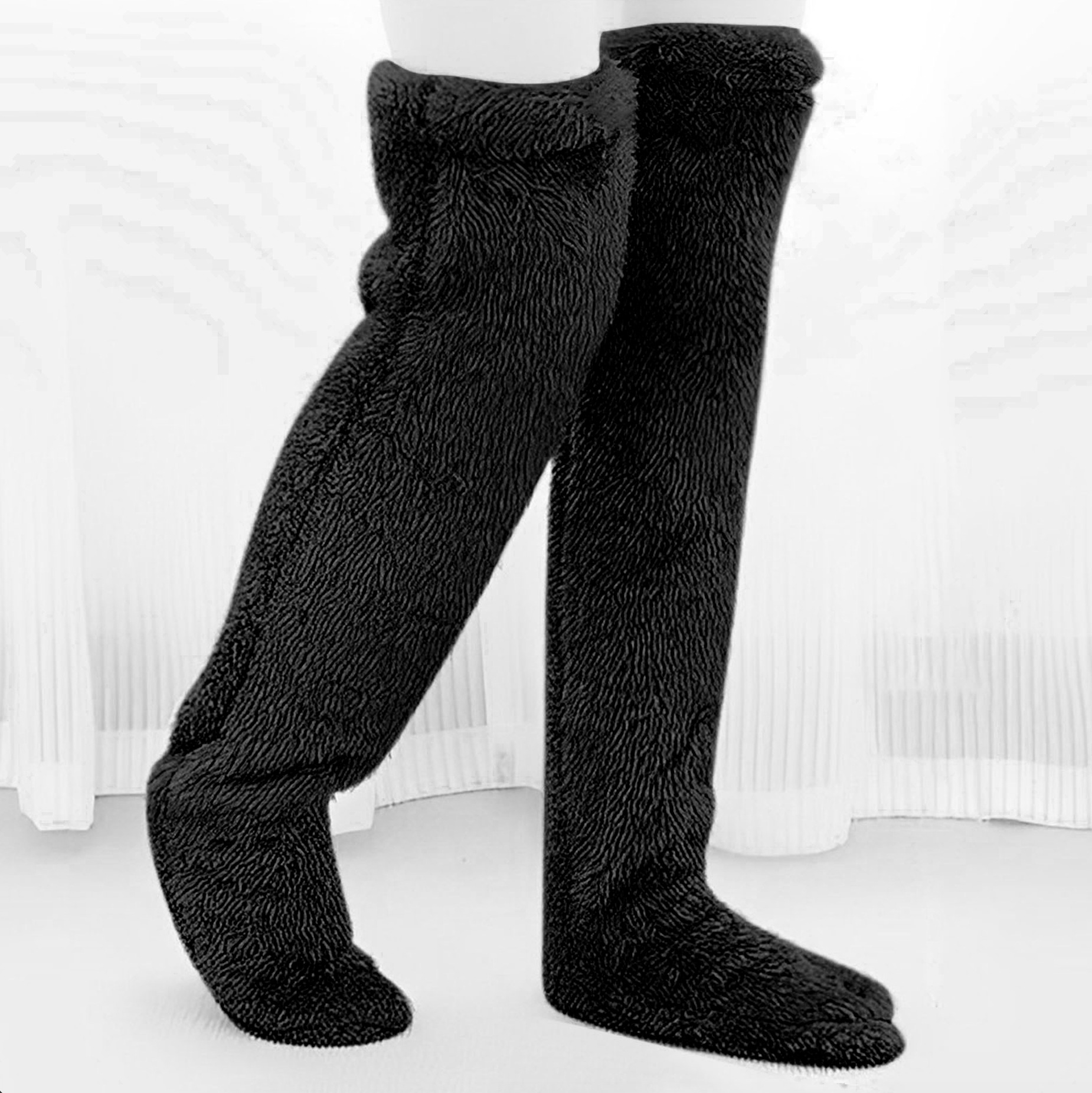 Women's Fuzzy Thigh high Socks Over Knee High Winter Indoor Sleeping Fluffy Long Leg Warmers