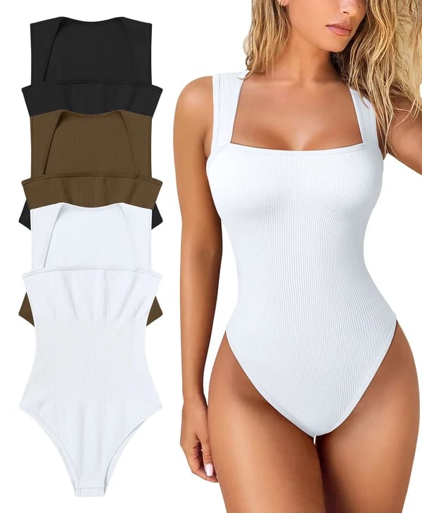 BOTTOM PRICE TODAY![3 Pieces] Square Neck Sleeveless Bodysuits