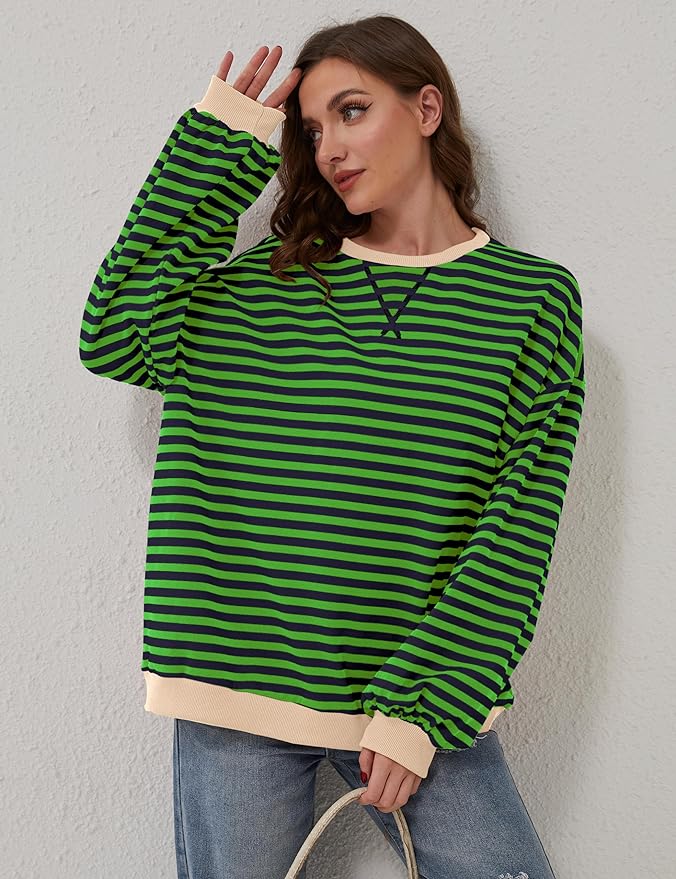 2024 WOMENS STRIPES COLOR BLOCK SWEATSHIRTS