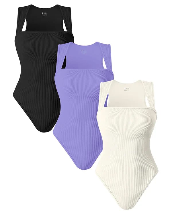BOTTOM PRICE TODAY![3 Pieces] Square Neck Sleeveless Bodysuits
