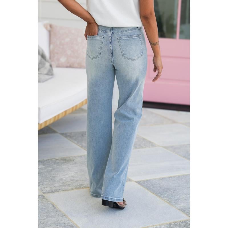 LAST DAY-High Rise Vintage Wash Tummy Control Top Straight Leg Jeans(Buy 2 Free Shipping)