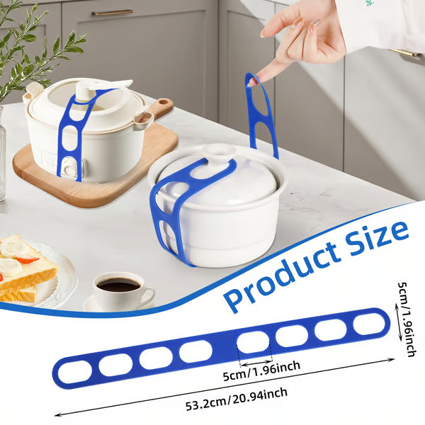 Universal Silicone Pot Lid Latch Strap – Spill-Proof Cookware Fastener for Travel & Picnics
