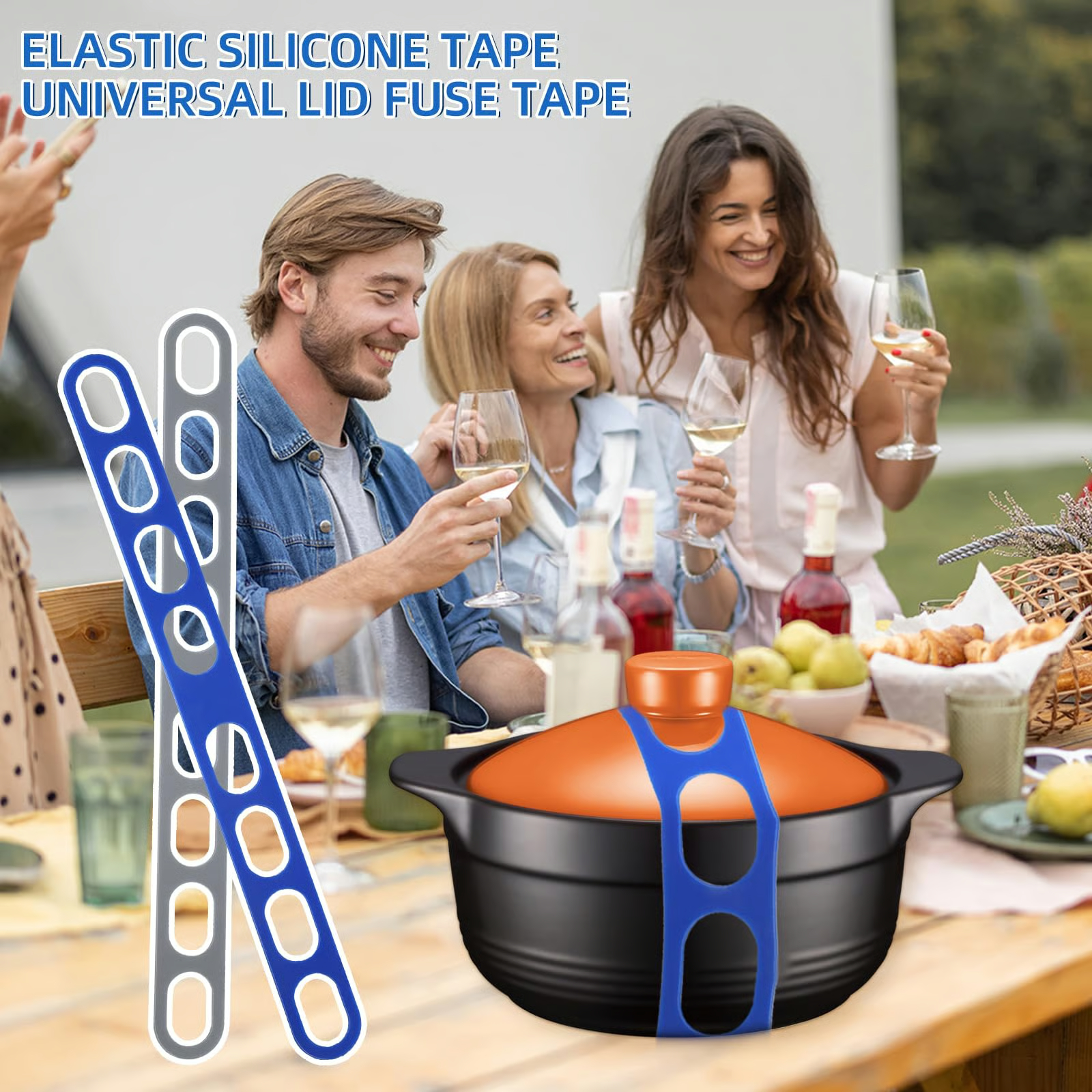 Universal Silicone Pot Lid Latch Strap – Spill-Proof Cookware Fastener for Travel & Picnics