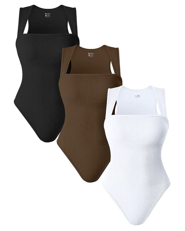 BOTTOM PRICE TODAY![3 Pieces] Square Neck Sleeveless Bodysuits