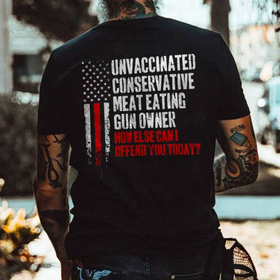 Unvaccinated Conservative Meat Eating Printed Men's T-shirt