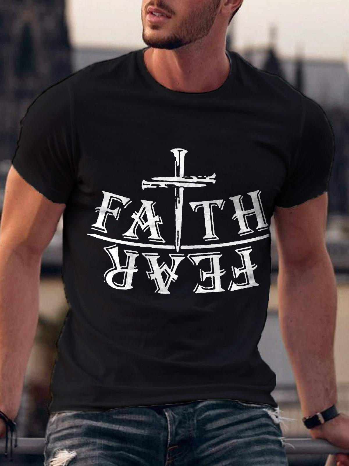 Faith Fear Crew Neck T-Shirt