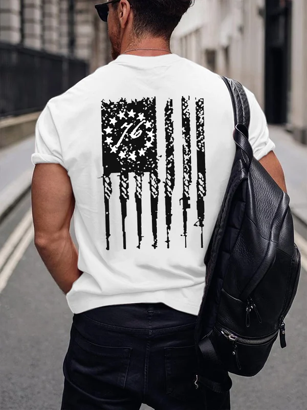 Faith Cross Flag Printed Men's T-shirt