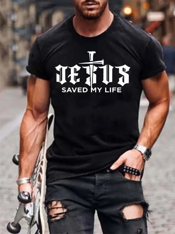 Jesus Saved My Life Print Men's T-shirt