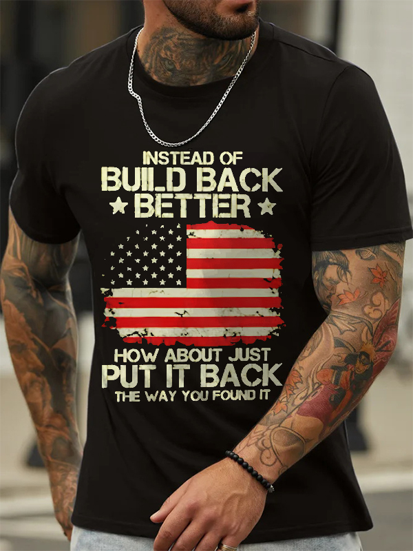 Instead Of Build Back Better How About Just Put It Back The Way You Found It Print Men's T-shirt
