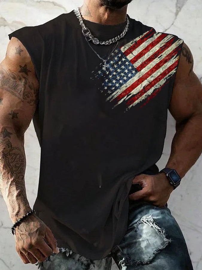 Men's Vintage Flag Print Tank Top