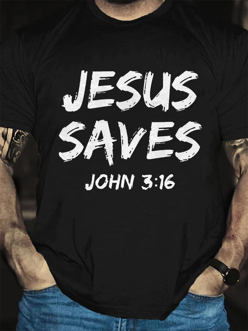 Jesus Saves John 3:16 Printed Men's T-shirt