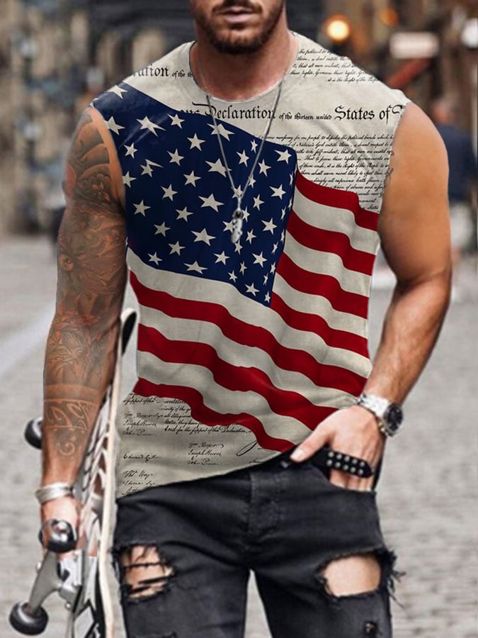 Men's 4th Of July America Flag Print Tank Top