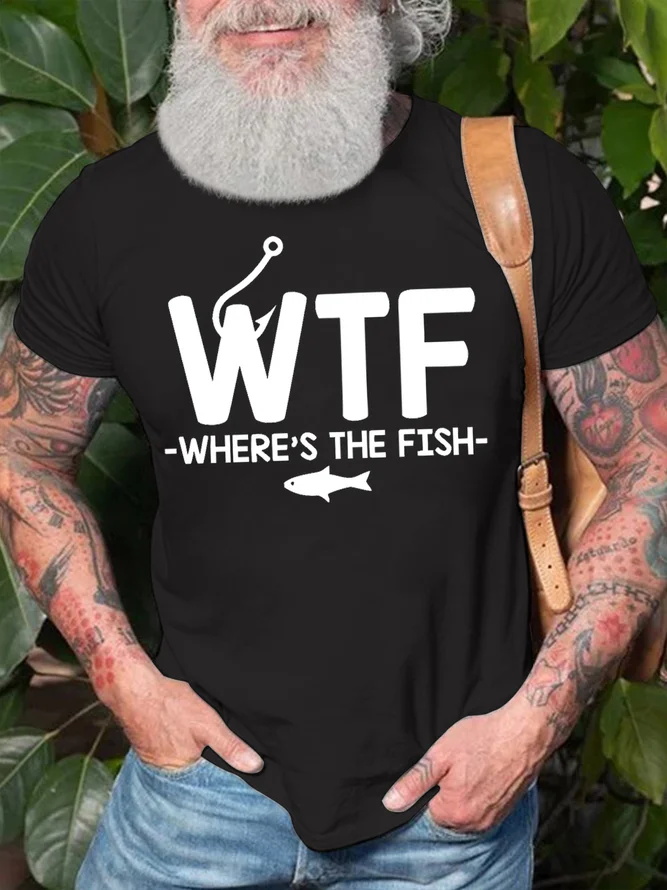 WTF Where's The Fish Print Men's T-shirt