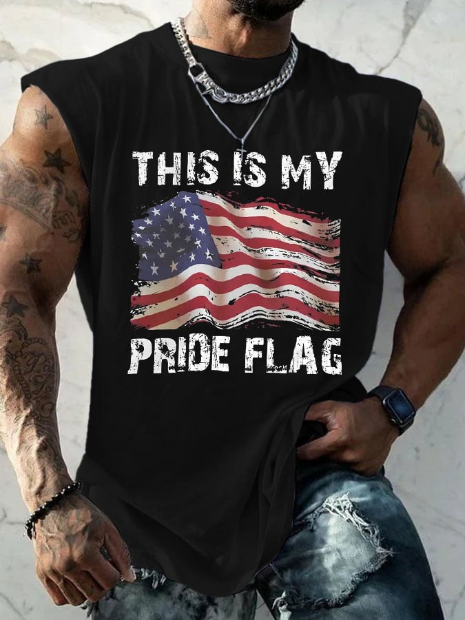 Men's This Is My Pride American Flag Print Daily Tank Top