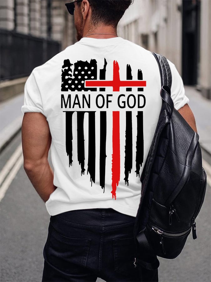 Man Of God Flag Print Men's T-shirt1
