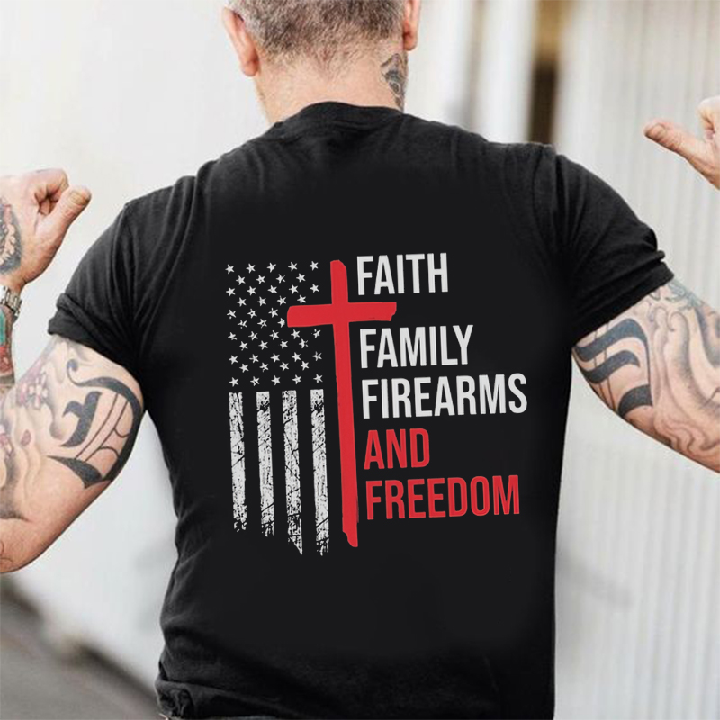 Faith Family Firearms And Freedom Printed Men's T-shirt