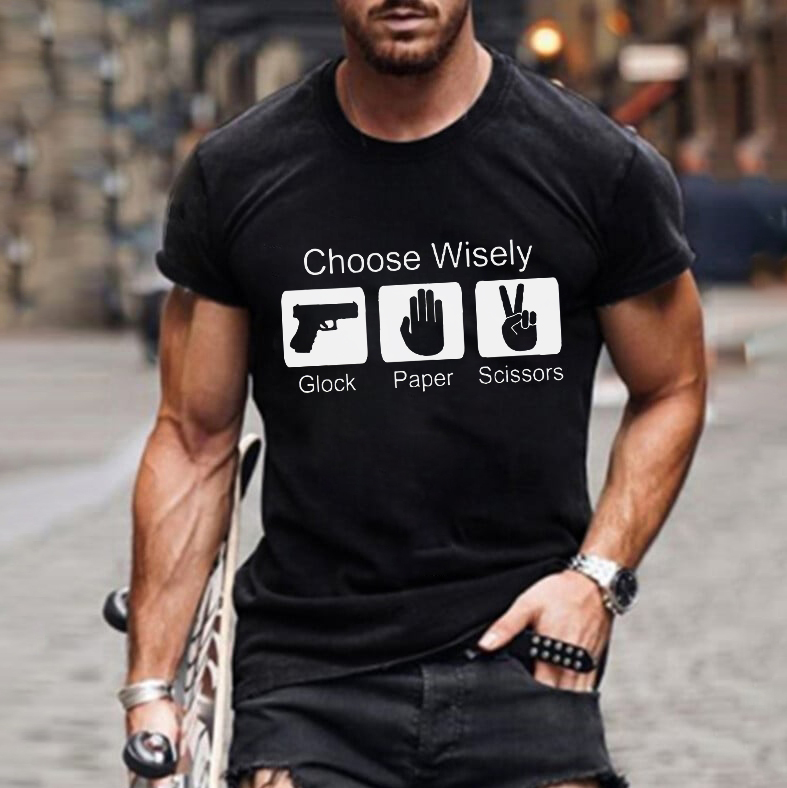 Choose Wisely Glock Paper Scissor Print Men's T-shirt