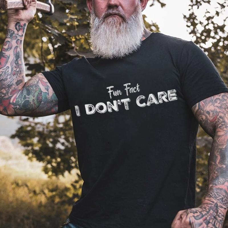 Fun Fact I Don't Care Print Men's  T-shirt