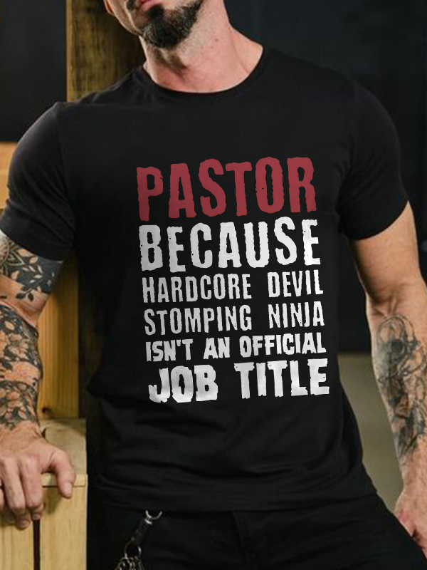 Pastor Because Hardcore Devil Print Men's T-shirt