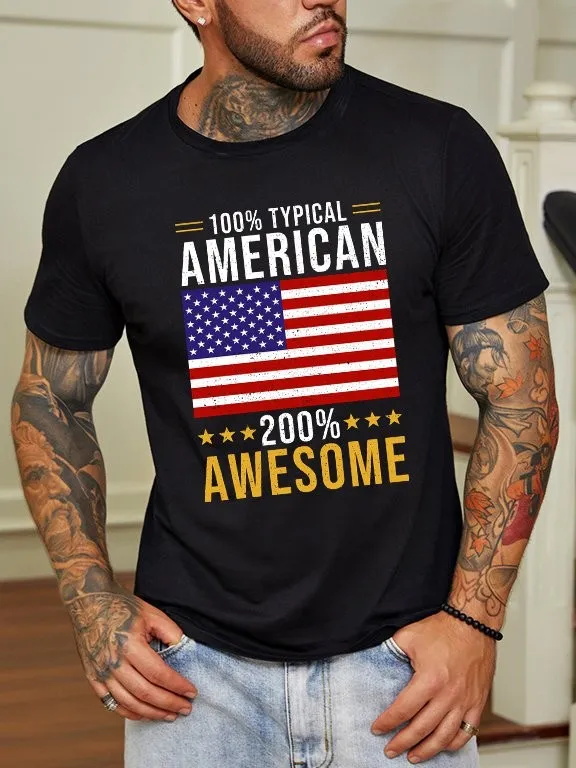 100% Typical American 200% Awesome Print Men's T-shirt