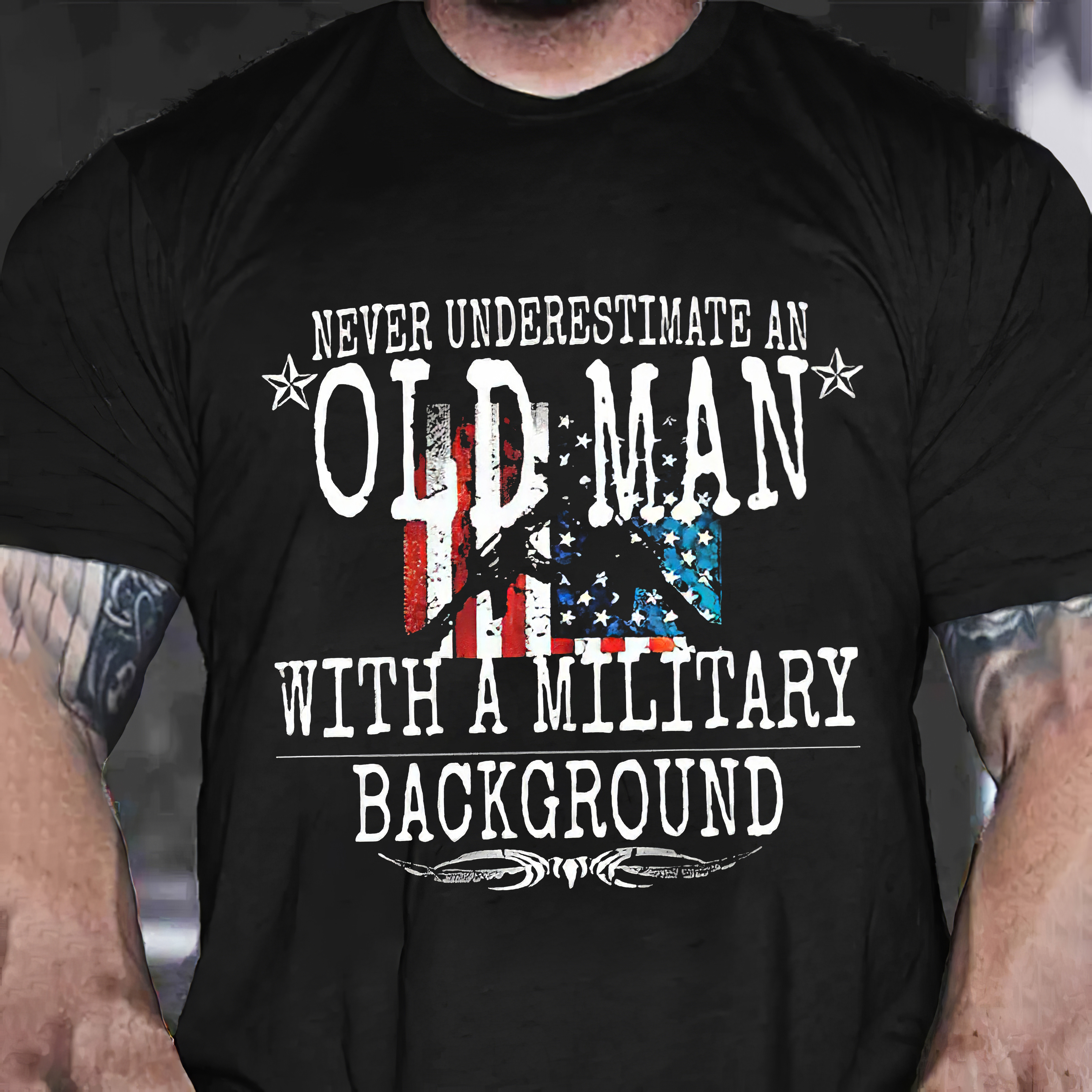 Never Underestimate An Old Man Print Men's T-shirt