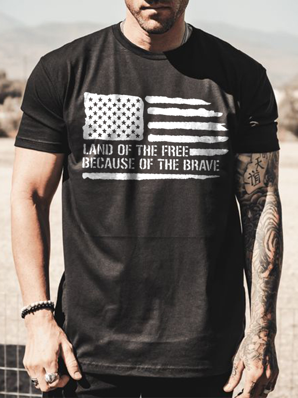Land Of The Free Because Of The Brave Printed Men's T-shirt