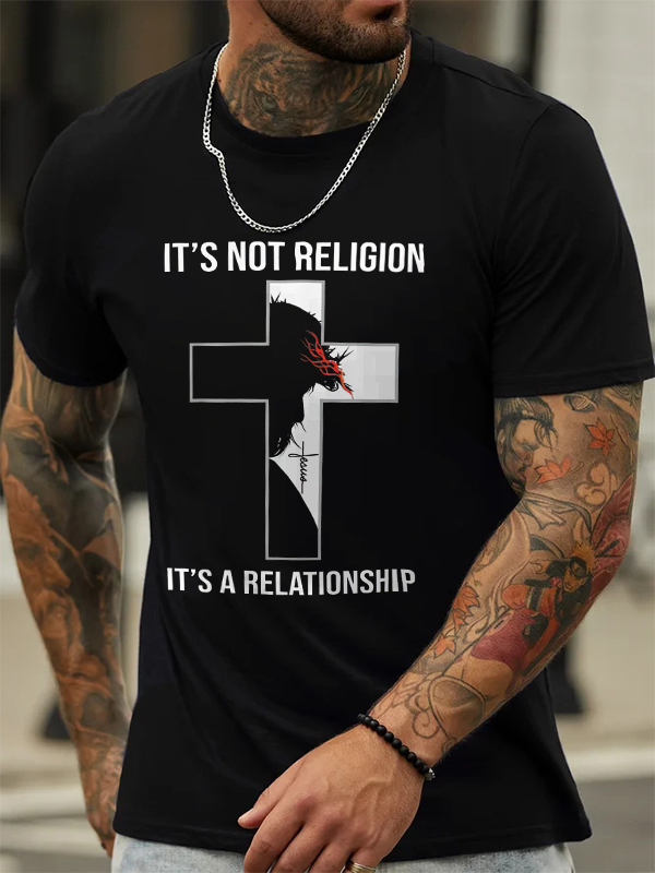 It's Not Religion It's A Relationship Print Men's T-shirt