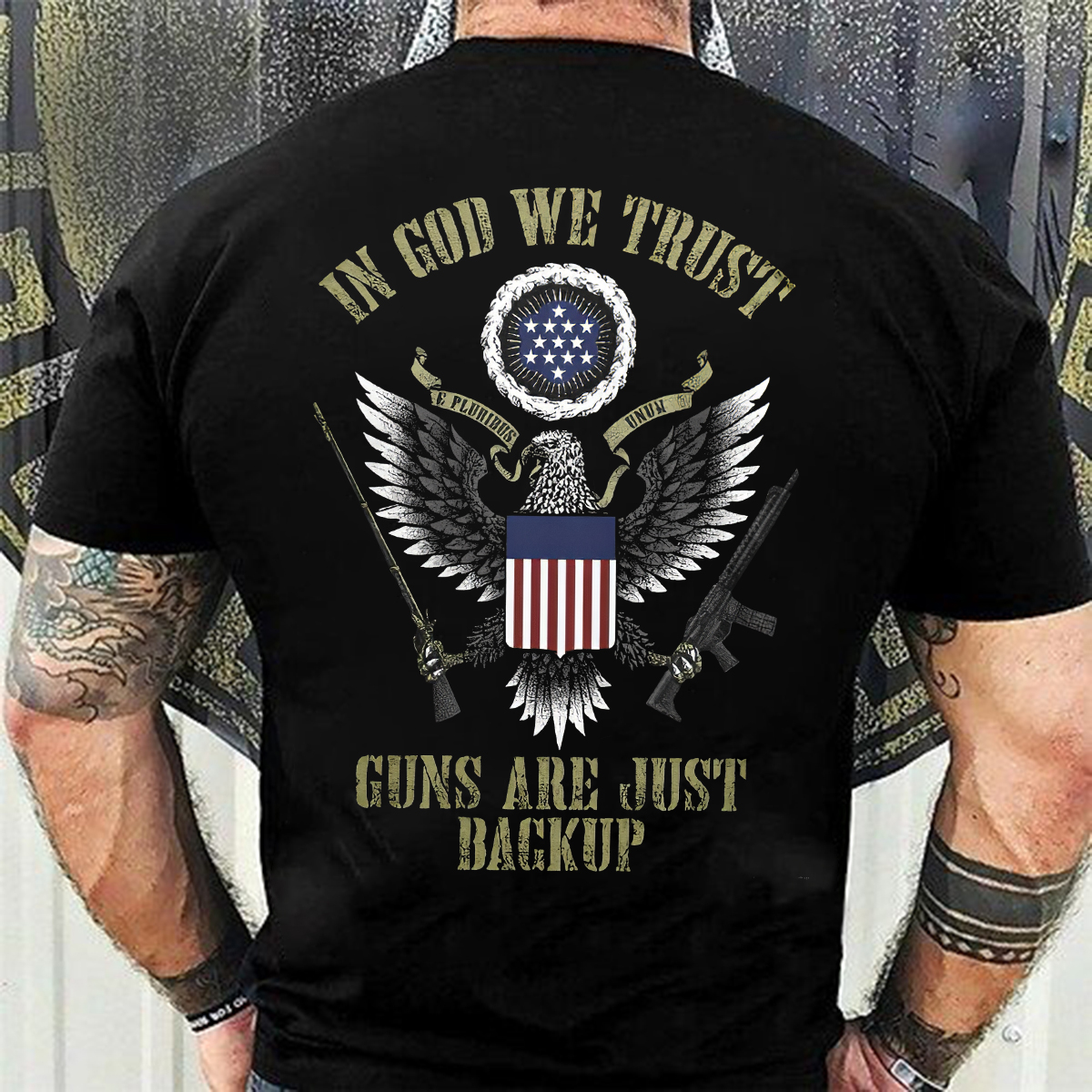 In God We Trust Guns Are Just Backup Printed Men's T-shirt