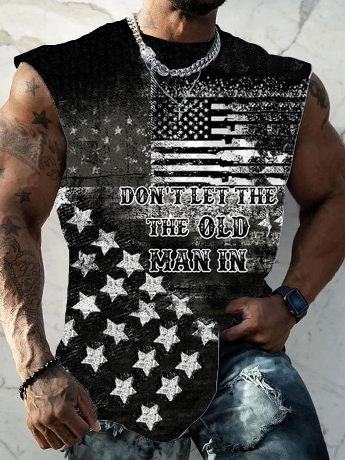Men's American Flag Don't Let The Old Man In Print Vest