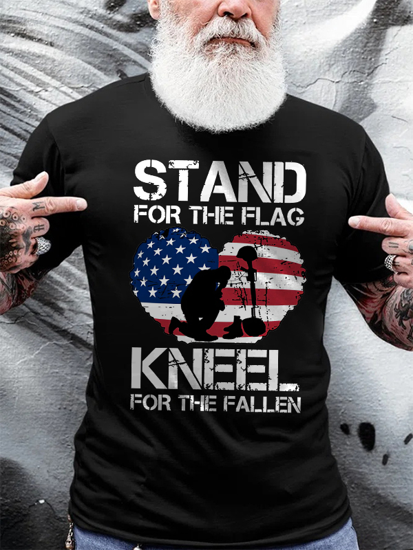 Stand For The Flag Kneel For The Fallen Flag Print Men's T-shirt
