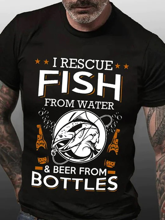I Rescue Fish From Water Print Men's T-shirt
