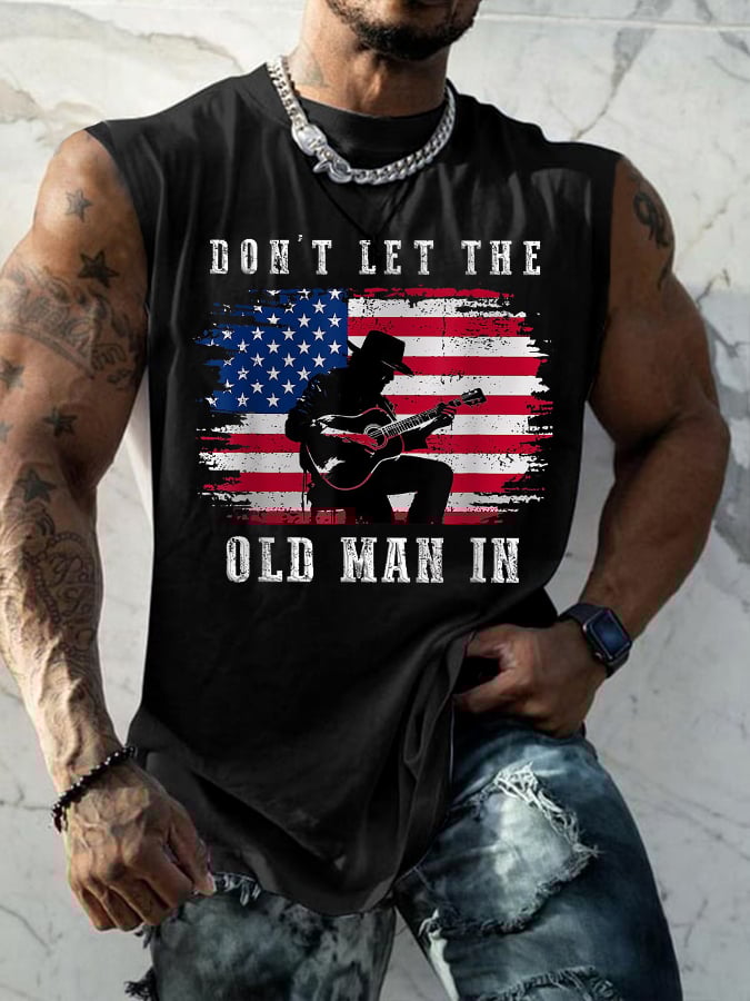 Men's Don't Let The Old Man In America Flag Tank Top