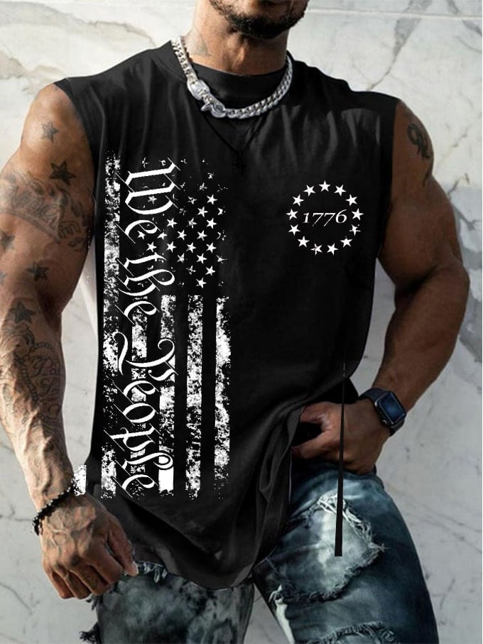 Men's Independence Day We The People Flag Print Tank Top