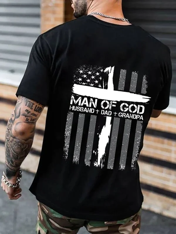 Man of God Husband Dad Grandpa Printed Men's T-shirt