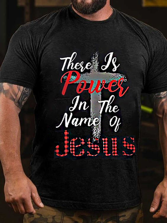 There Is Power In The Name of Jesus Printed Men's T-shirt