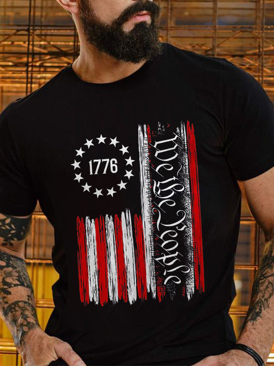 We The People Flag Print Men's T-shirt