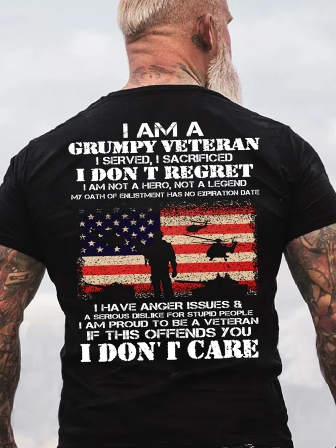 I Am A Grumpy Veteran Printed Men's T-shirt