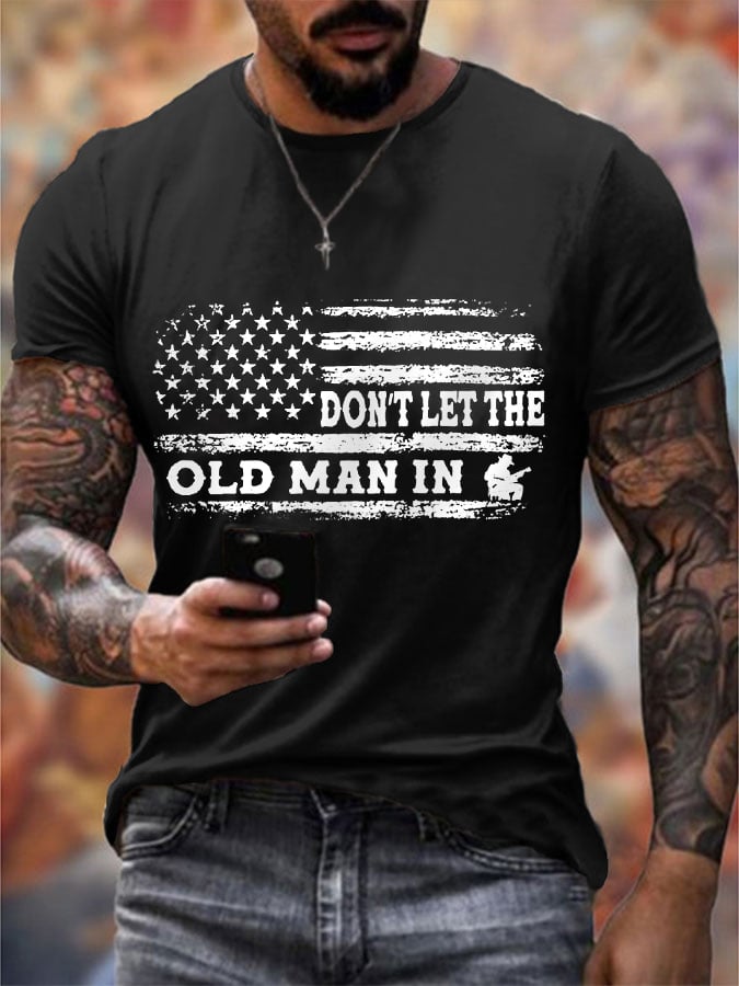 Men's Don't Let The Old Man In America Flag Graphic Tee